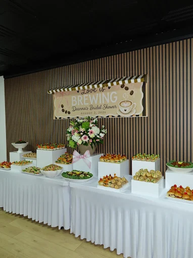 Grazing and dessert table on the slat wall