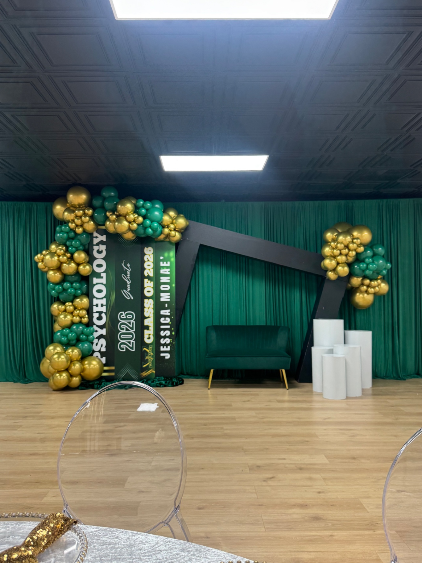 Emerald and gold graduation celebration